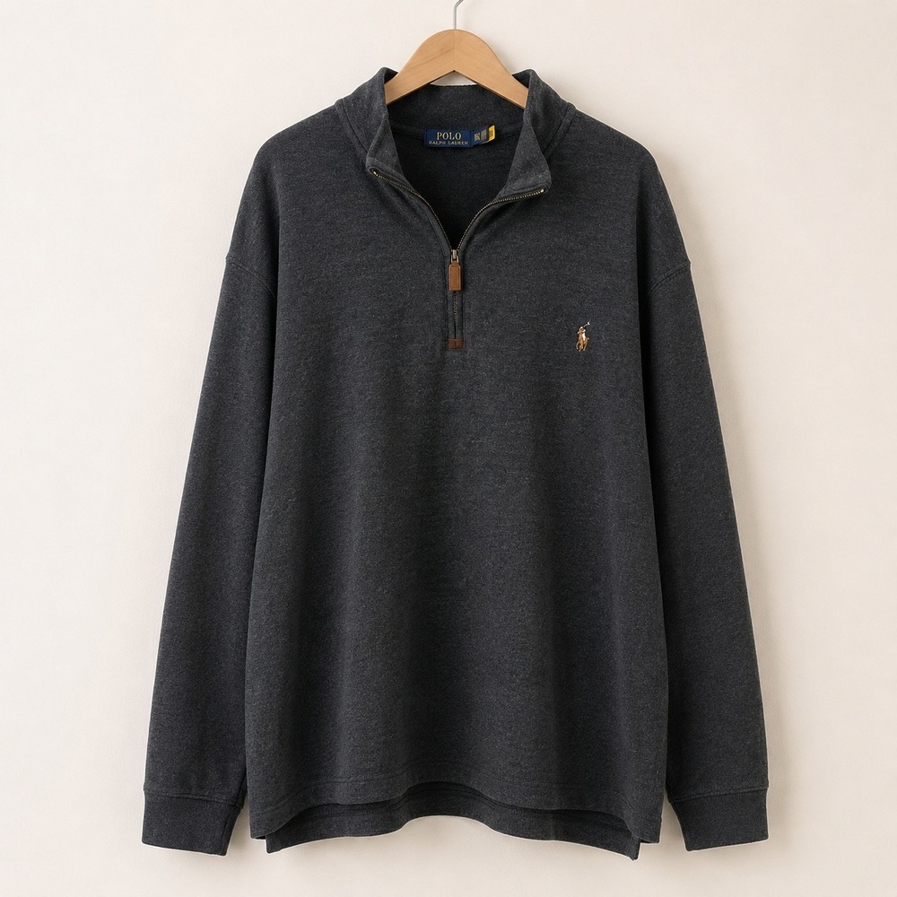 Polo Ralph Lauren Old Money Quarter Zip Pullover Mens 3XLT Quiet Luxury Gray